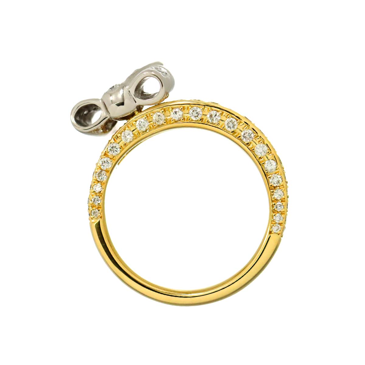 Diamond 1.02ct Ring 18K YG Pt Yellow Gold 750 Platinum Size6.25-6.5(US)