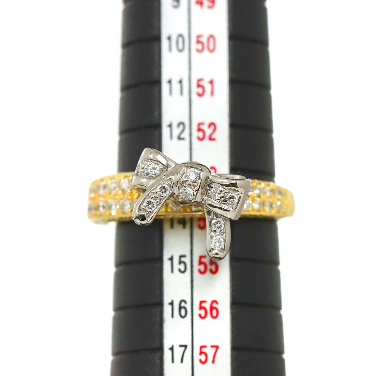 Diamond 1.02ct Ring 18K YG Pt Yellow Gold 750 Platinum Size6.25-6.5(US)