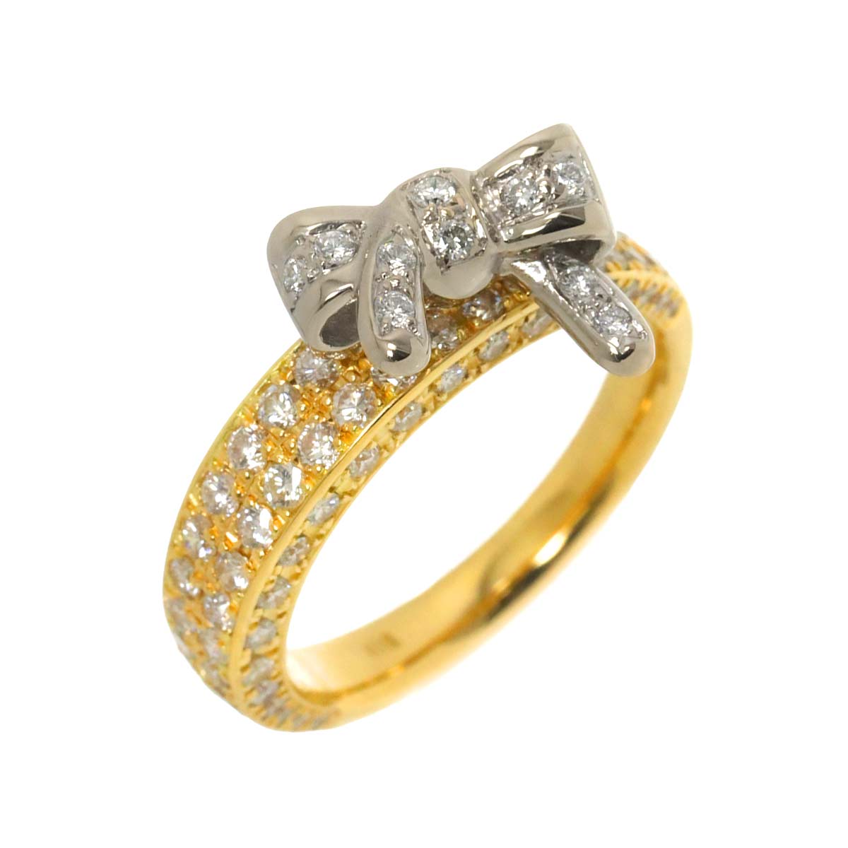 Diamond 1.02ct Ring 18K YG Pt Yellow Gold 750 Platinum Size6.25-6.5(US)