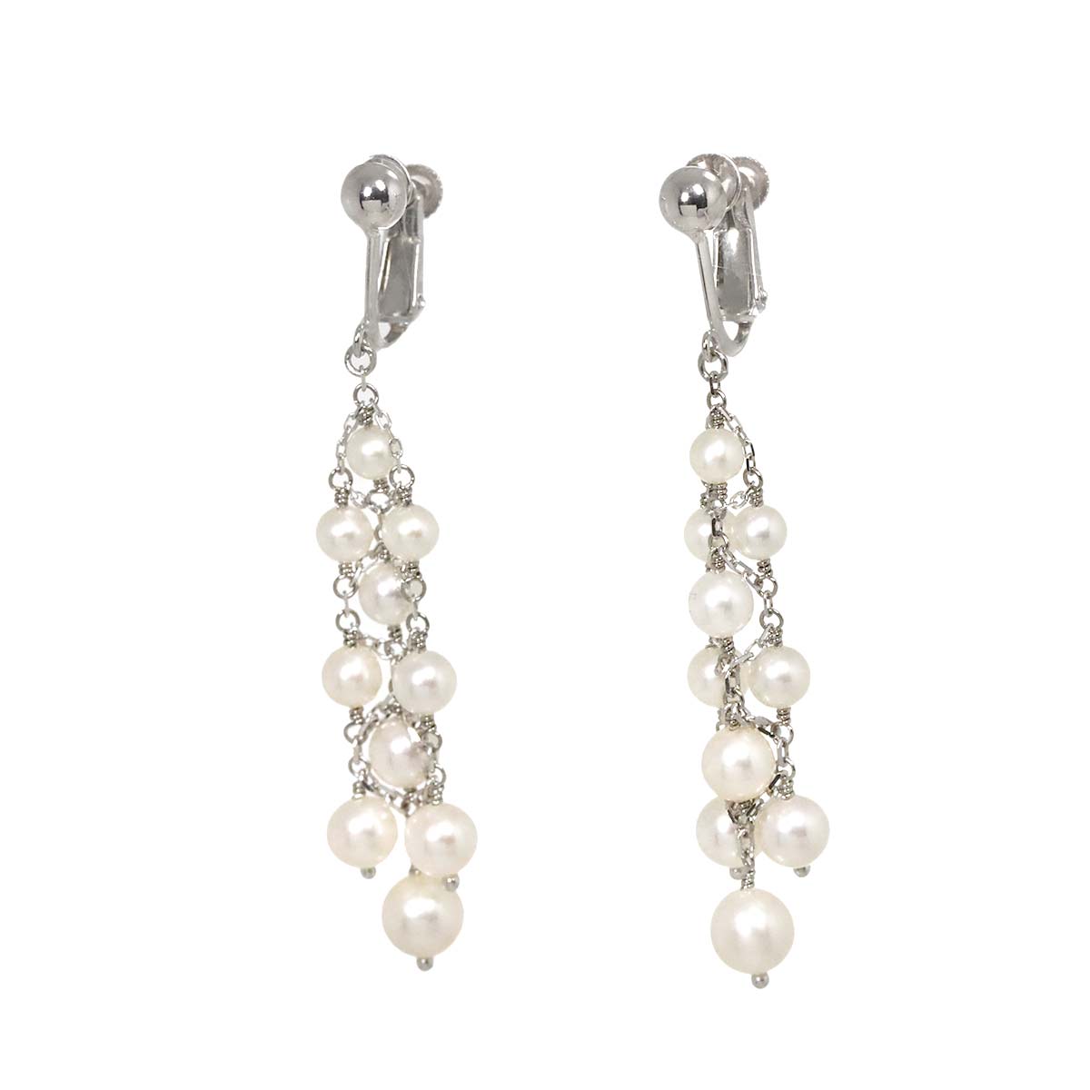 Akoya Pearl 4.9mm-3.4mm Earrings 14K K14 WG White Gold 585