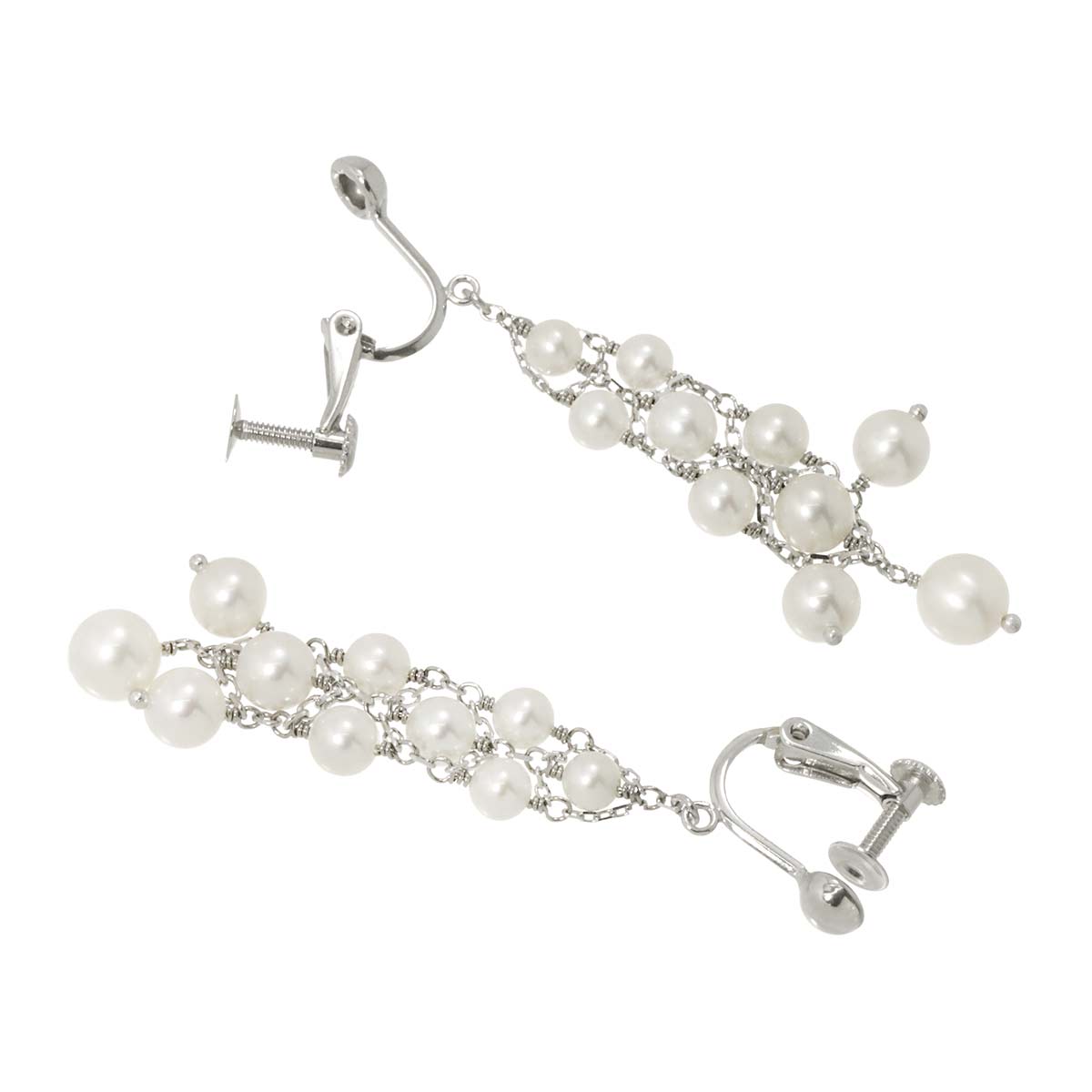 Akoya Pearl 4.9mm-3.4mm Earrings 14K K14 WG White Gold 585