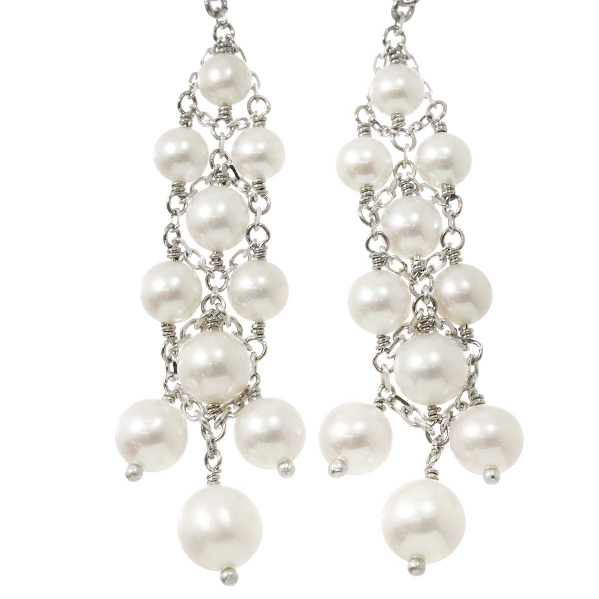 Akoya Pearl 4.9mm-3.4mm Earrings 14K K14 WG White Gold 585