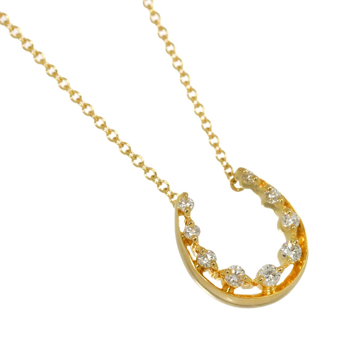 Horseshoe Diamond 0.08ct Necklace 18K YG 750