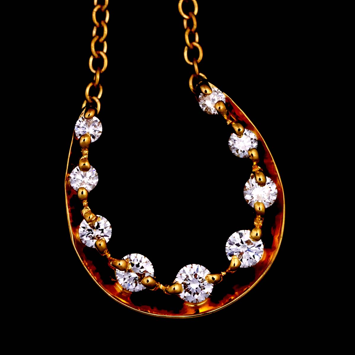 Horseshoe Diamond 0.08ct Necklace 18K YG 750