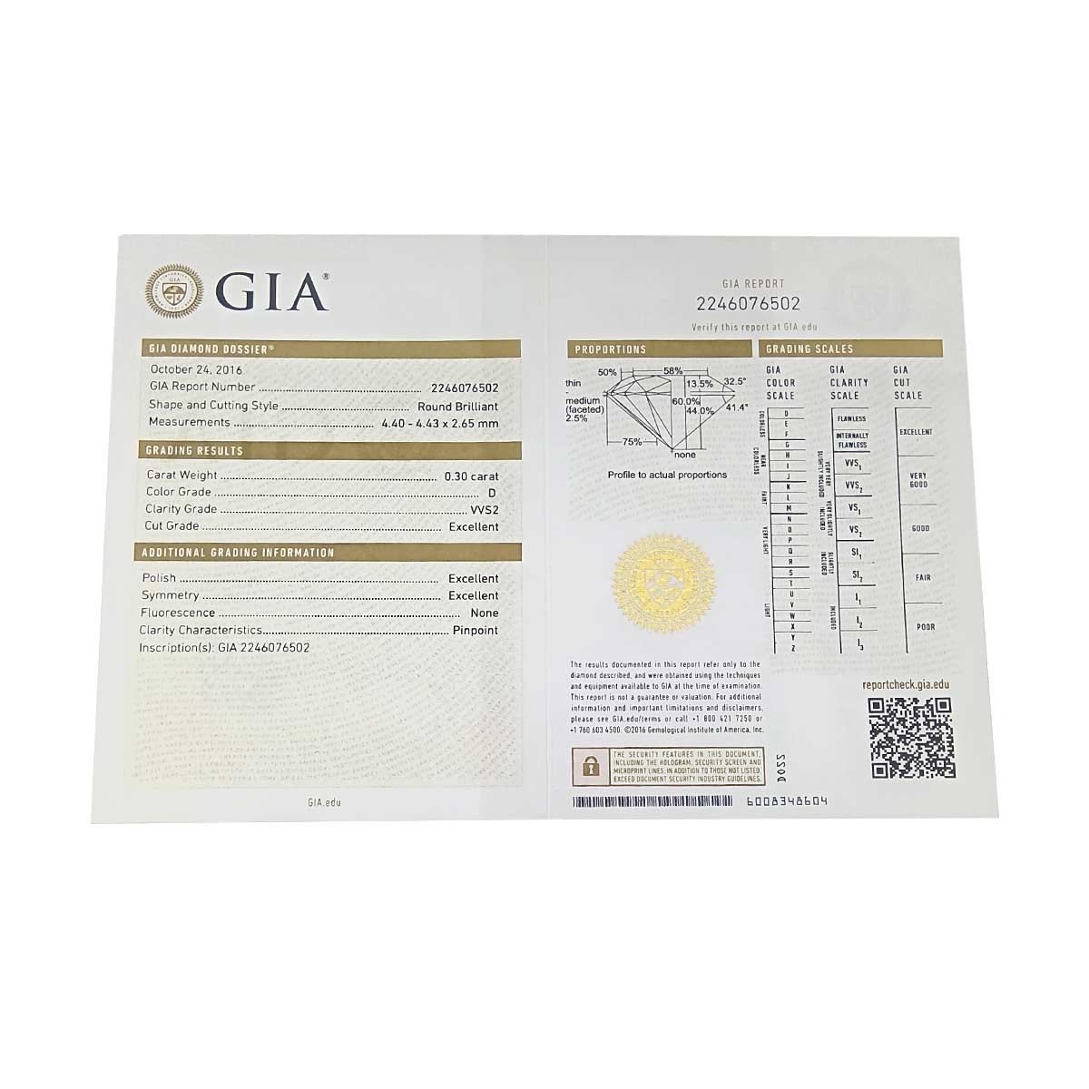 Diamond 0.30ct D/VVS2/3EX Ring Pt size45 3.25(US)