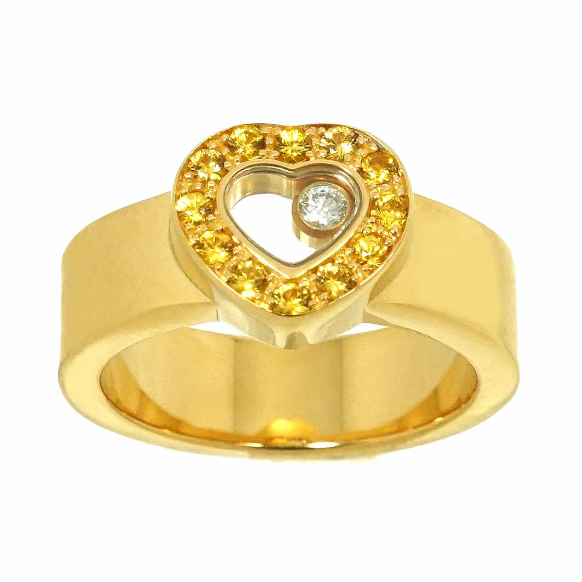 Happy Diamond Sapphire Diamond Ring 18K YG 750 Size6(US)