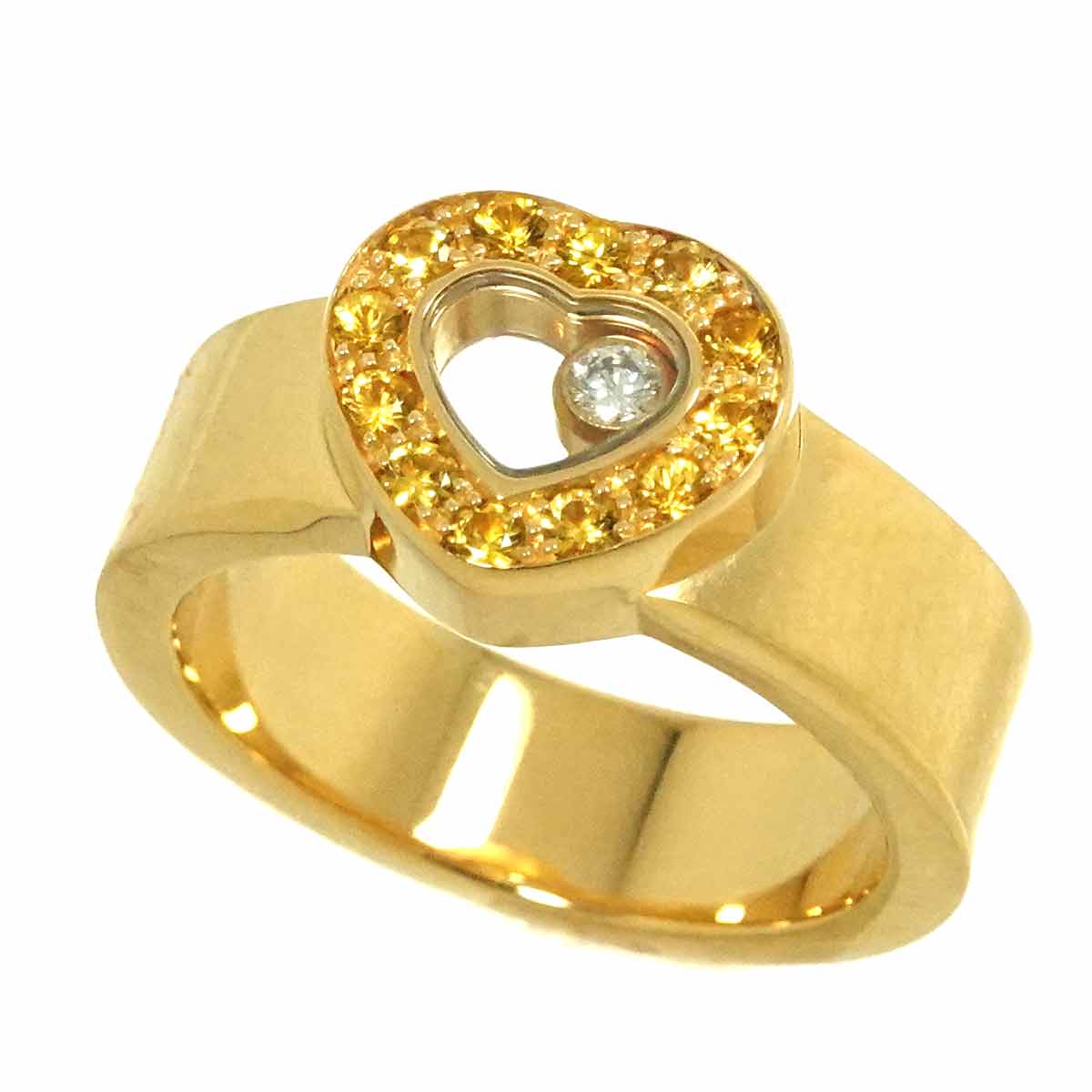 Happy Diamond Sapphire Diamond Ring 18K YG 750 Size6(US)