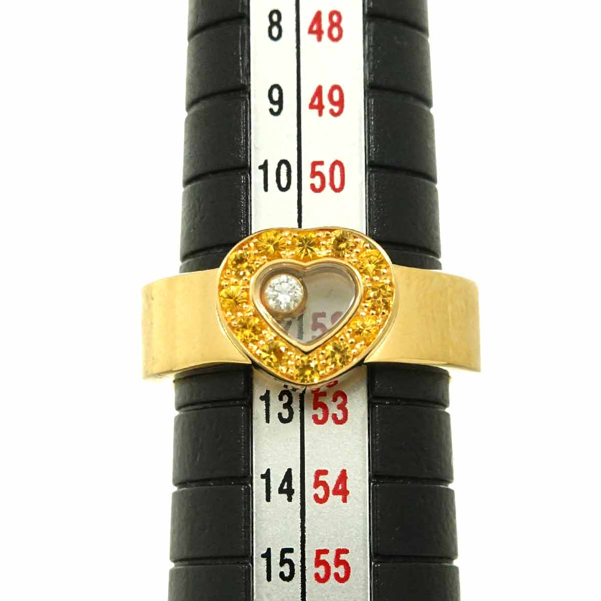 Happy Diamond Sapphire Diamond Ring 18K YG 750 Size6(US)