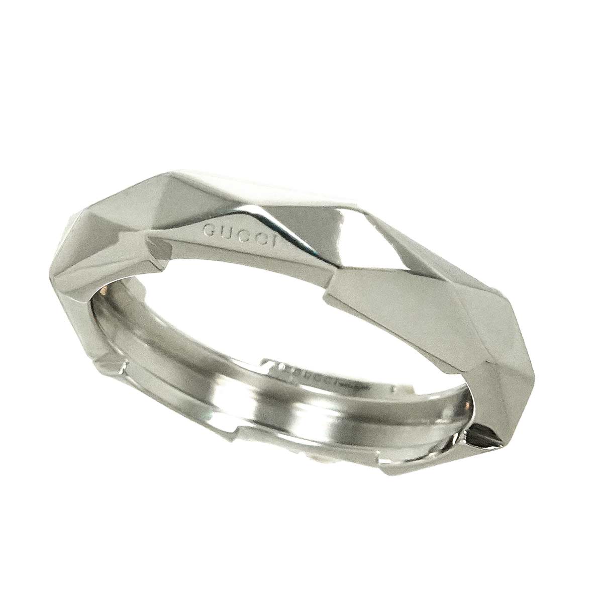 studded Ring 18K K18 WG White Gold 750 size20 8.75(US)