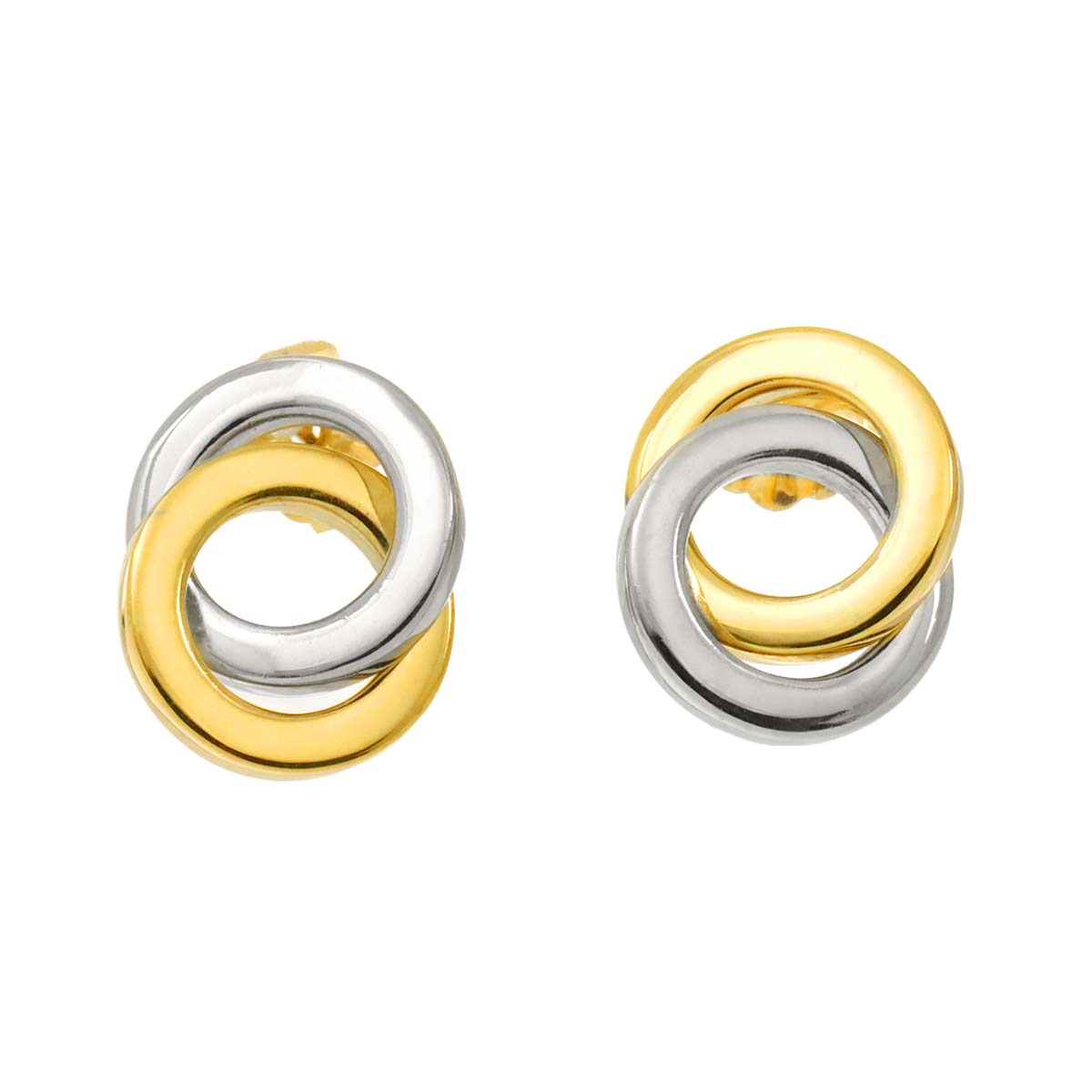 Double Circle Earrings Pierced YG SV 750 925