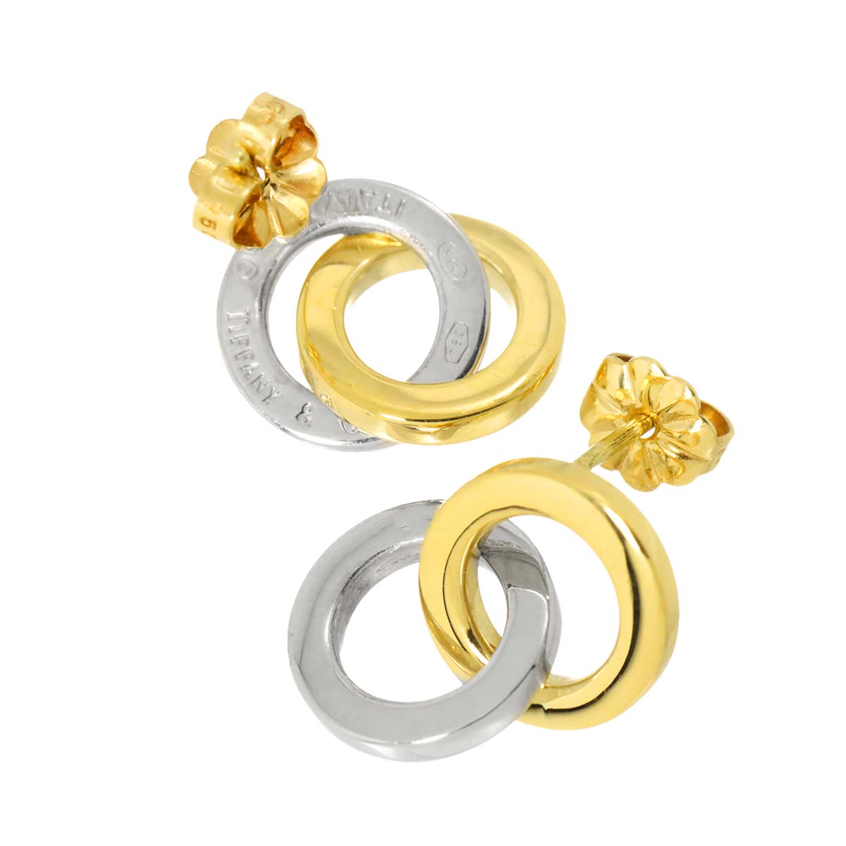 Double Circle Earrings Pierced YG SV 750 925