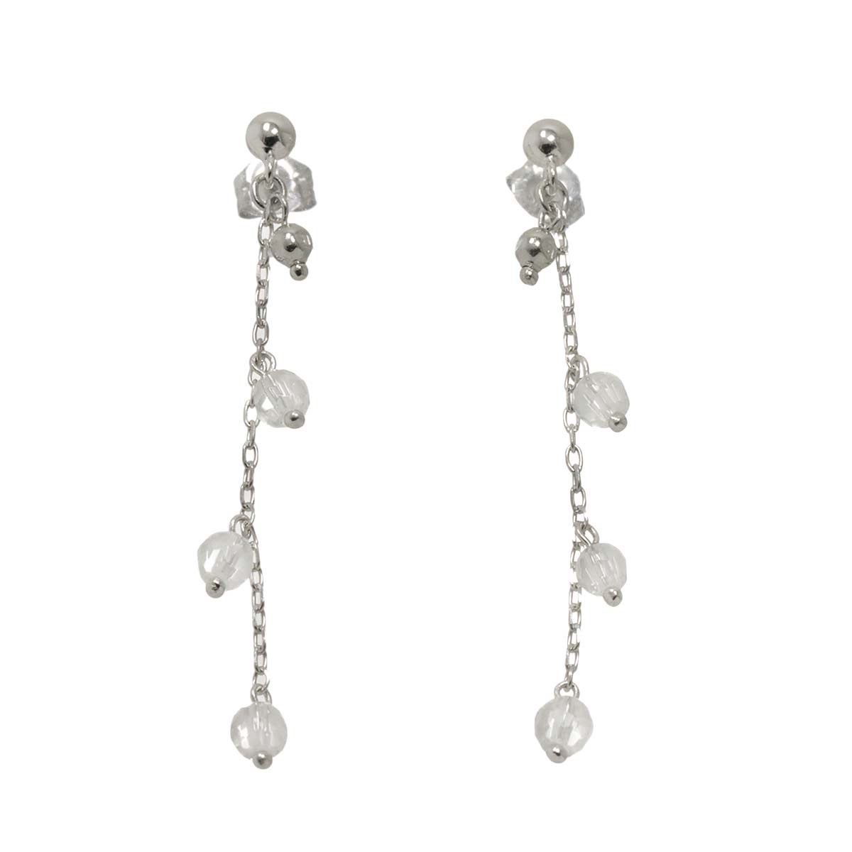Quartz Earrings Pierced 18K WG 750