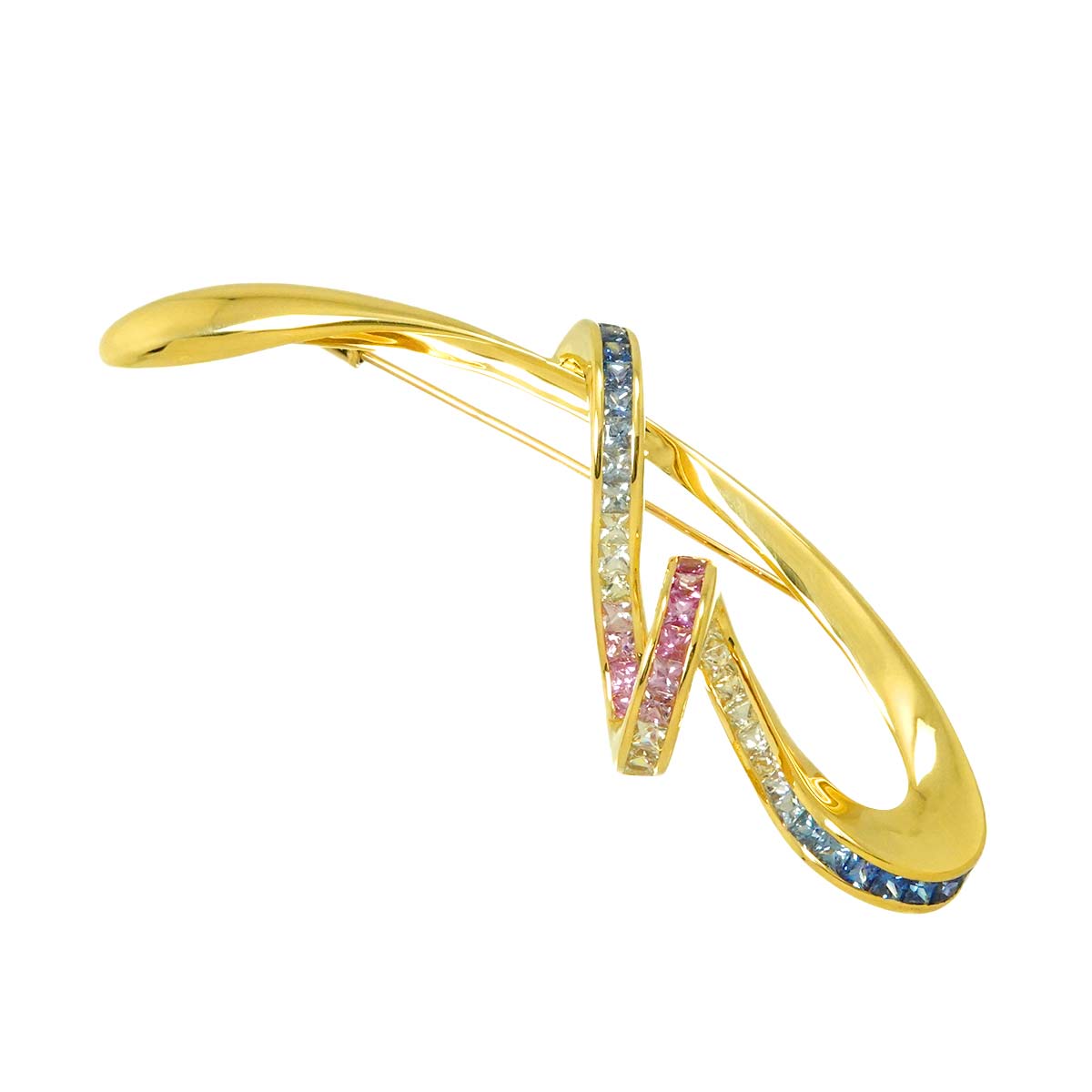 Sapphire 3.25ct Brooch 18K YG 750
