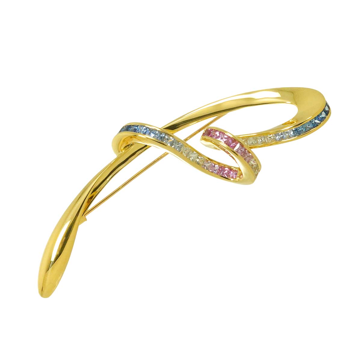 Sapphire 3.25ct Brooch 18K YG 750
