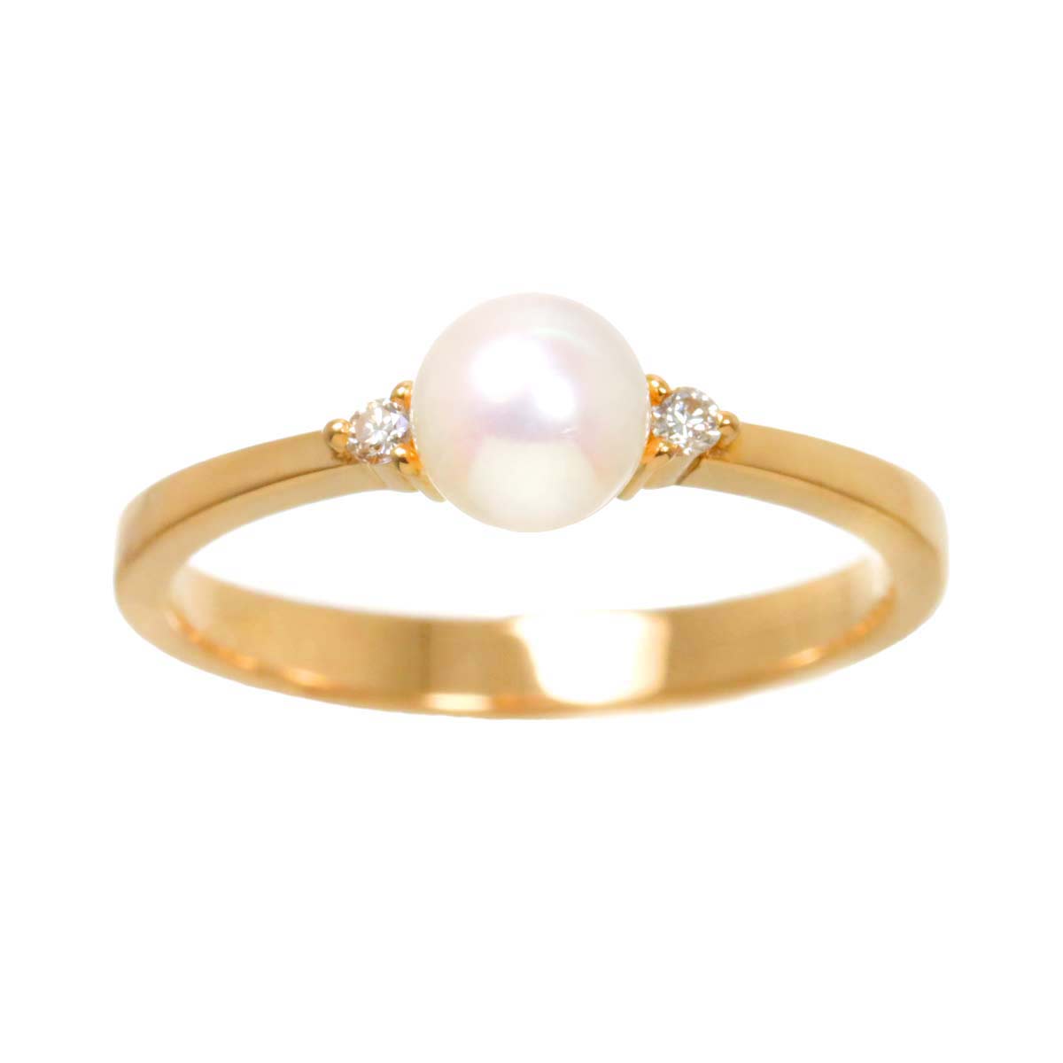 Akoya Pearl 5.2mm Diamond Ring 18K PG 750 Size5.25(US)