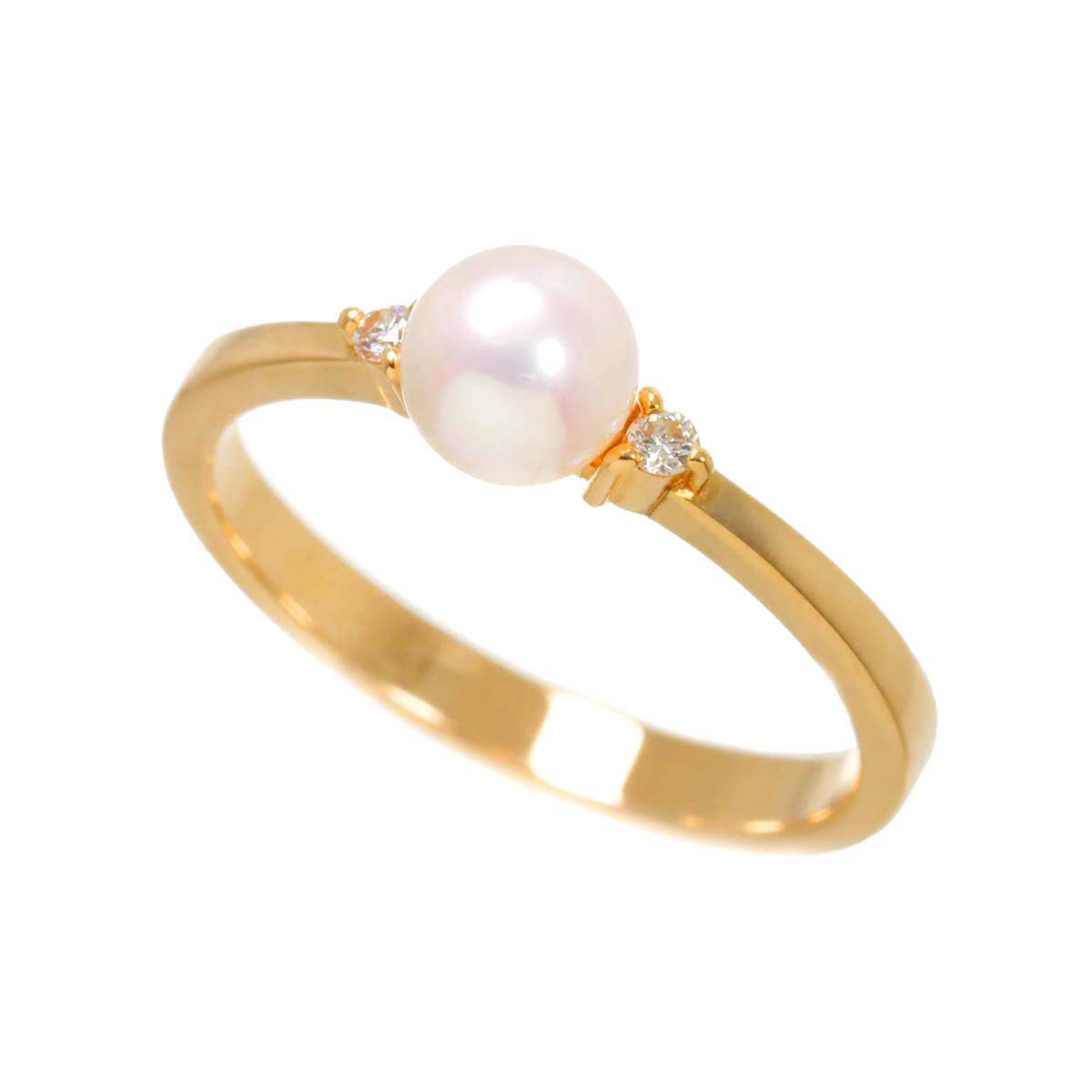 Akoya Pearl 5.2mm Diamond Ring 18K PG 750 Size5.25(US)