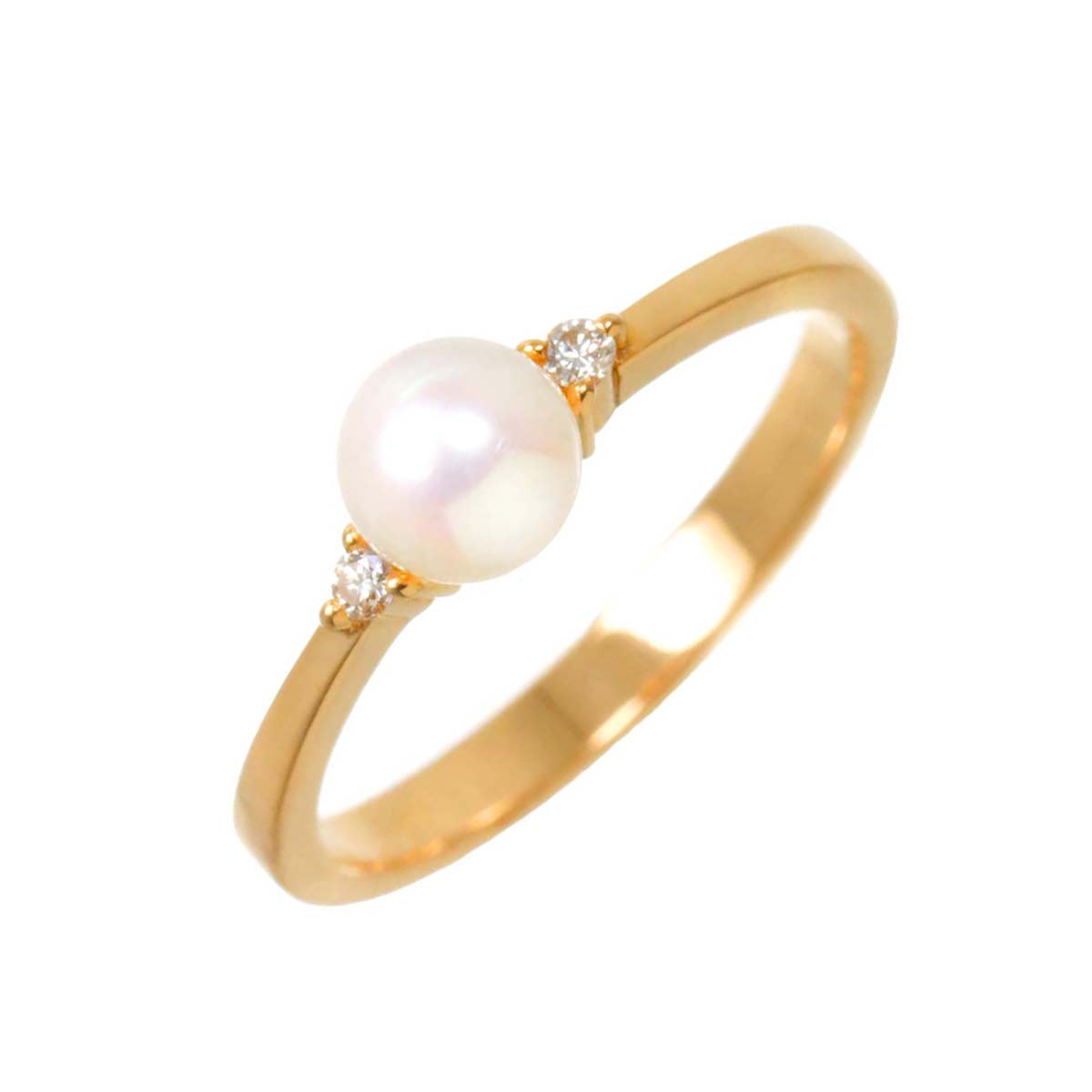 Akoya Pearl 5.2mm Diamond Ring 18K PG 750 Size5.25(US)