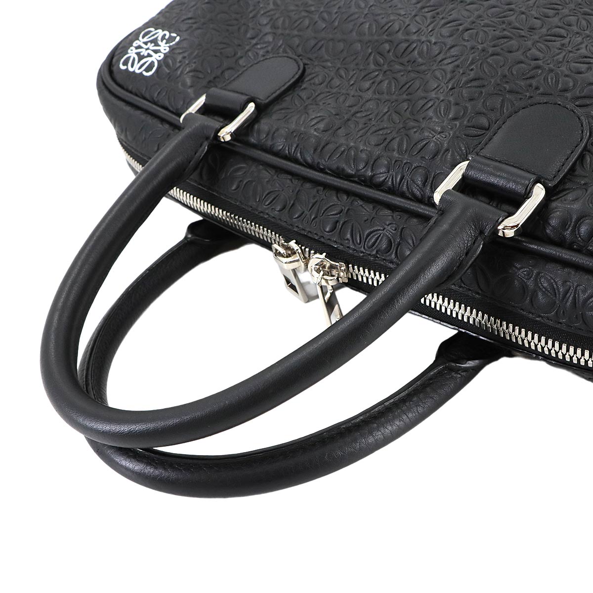 Repeat Anagram Briefcase Business Bag Leather Black Purse