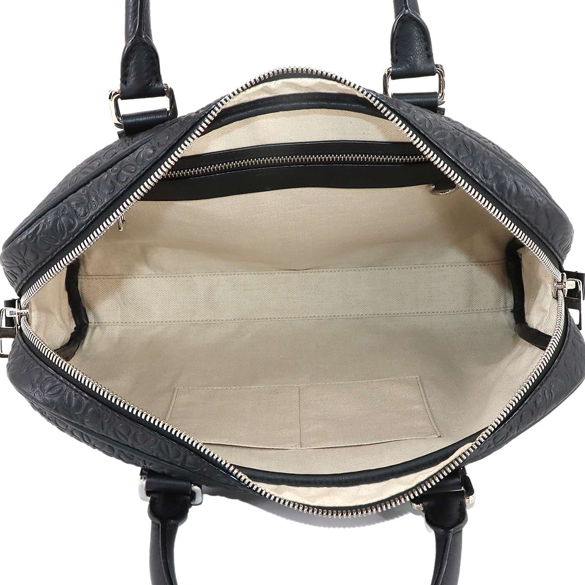 Repeat Anagram Briefcase Business Bag Leather Black Purse