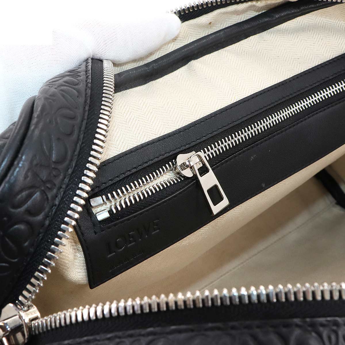 Repeat Anagram Briefcase Business Bag Leather Black Purse