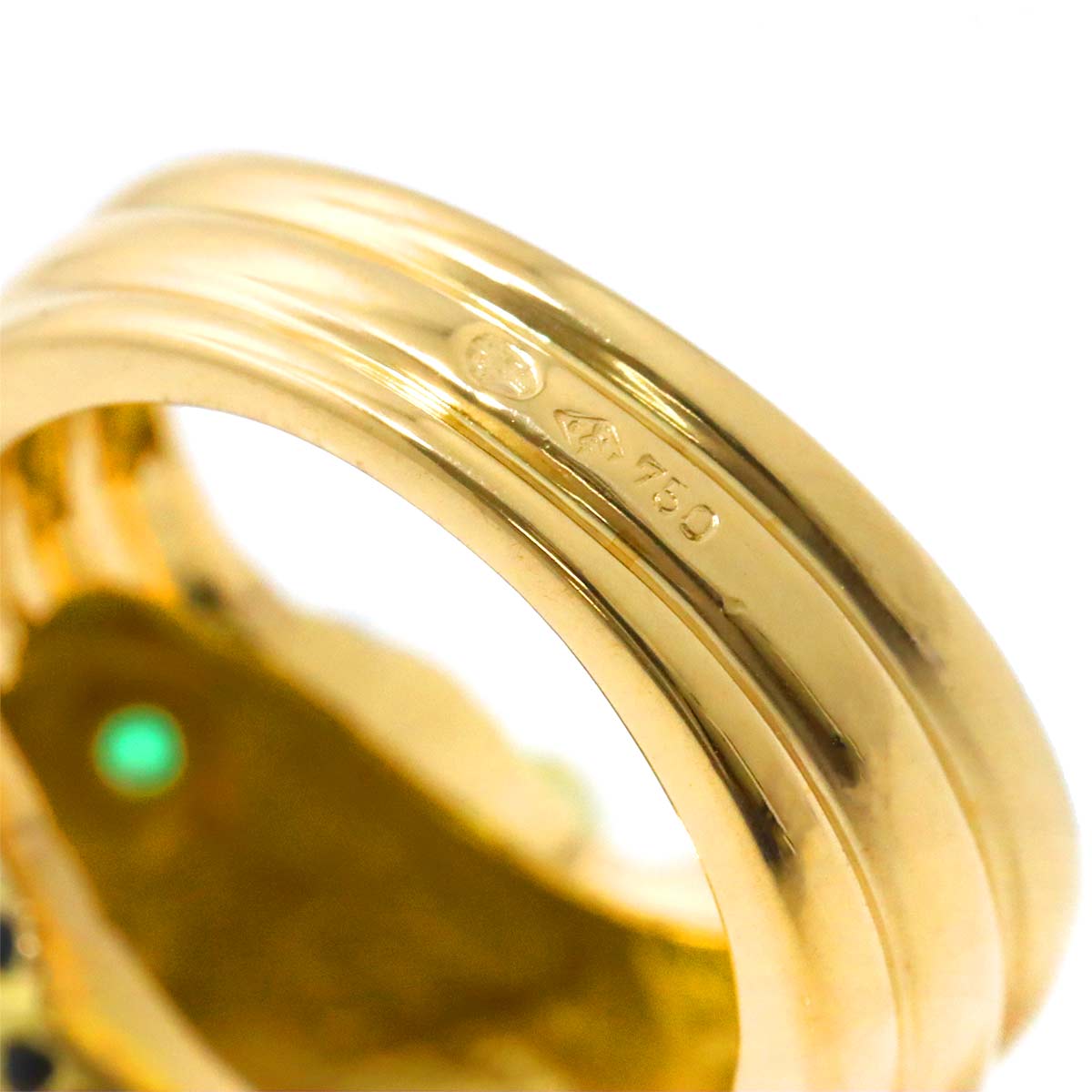 Diamond Emerald Ring 18K YG Yellow Gold 750 5.75-6(US)
