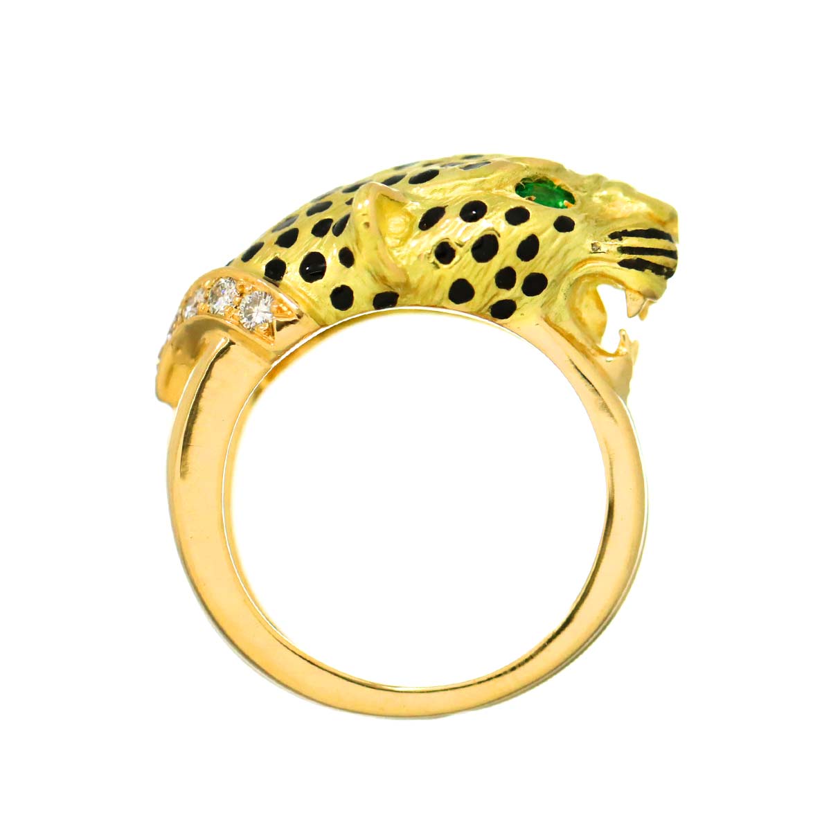 Diamond Emerald Ring 18K YG Yellow Gold 750 5.75-6(US)