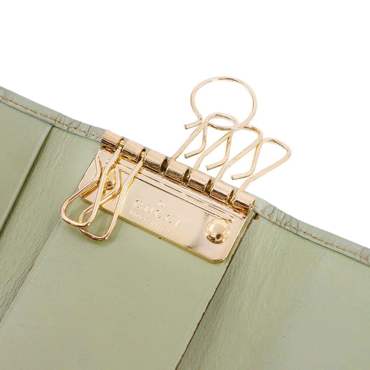Guccissima Key Holder Case Leather Light Green 138093