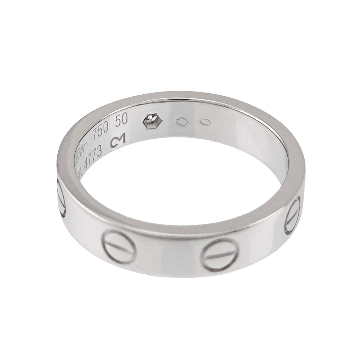 Mini Love Diamond Ring 18K White Gold 750 size50 5-5.25(US)