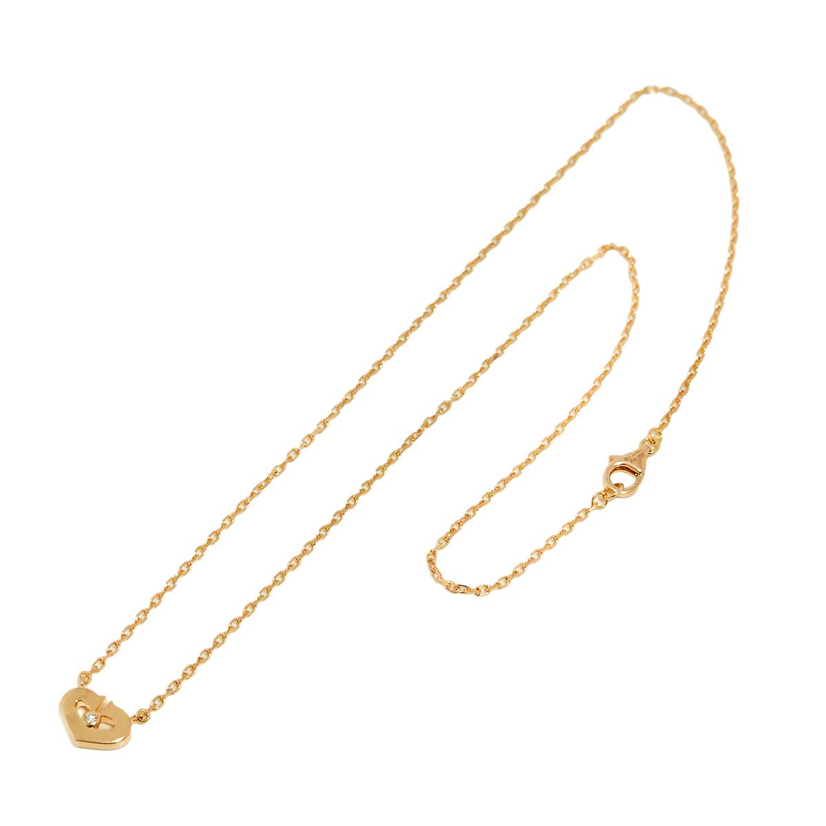 C Heart Diamond Necklace 18K Pink Gold 750