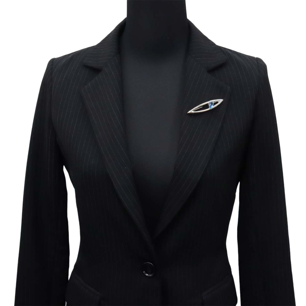 Aquamarine 2.27ct Diamond 0.68ct Brooch 18K White Gold 750