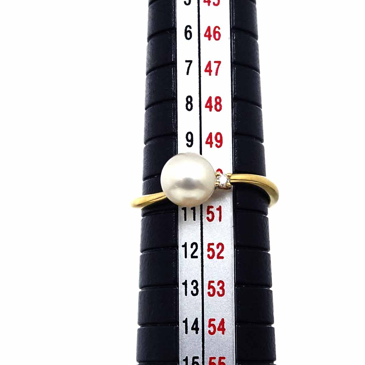 Akoya pearl 6.5mm Diamond 0.01ct Ring 18K YG size5.25(US)