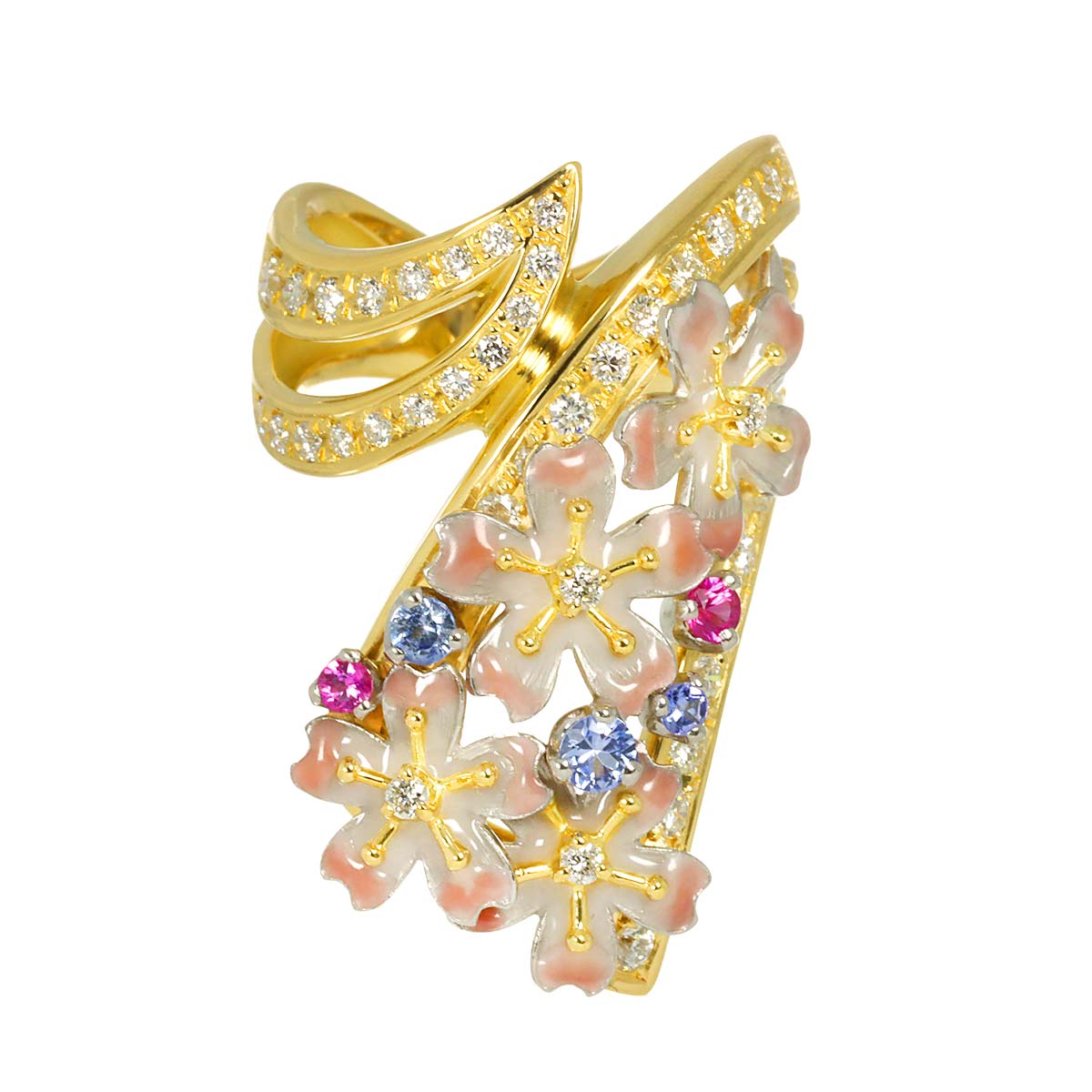 Sapphire Diamond 0.76ct Ring 18K YG Pt 6-6.25(US)