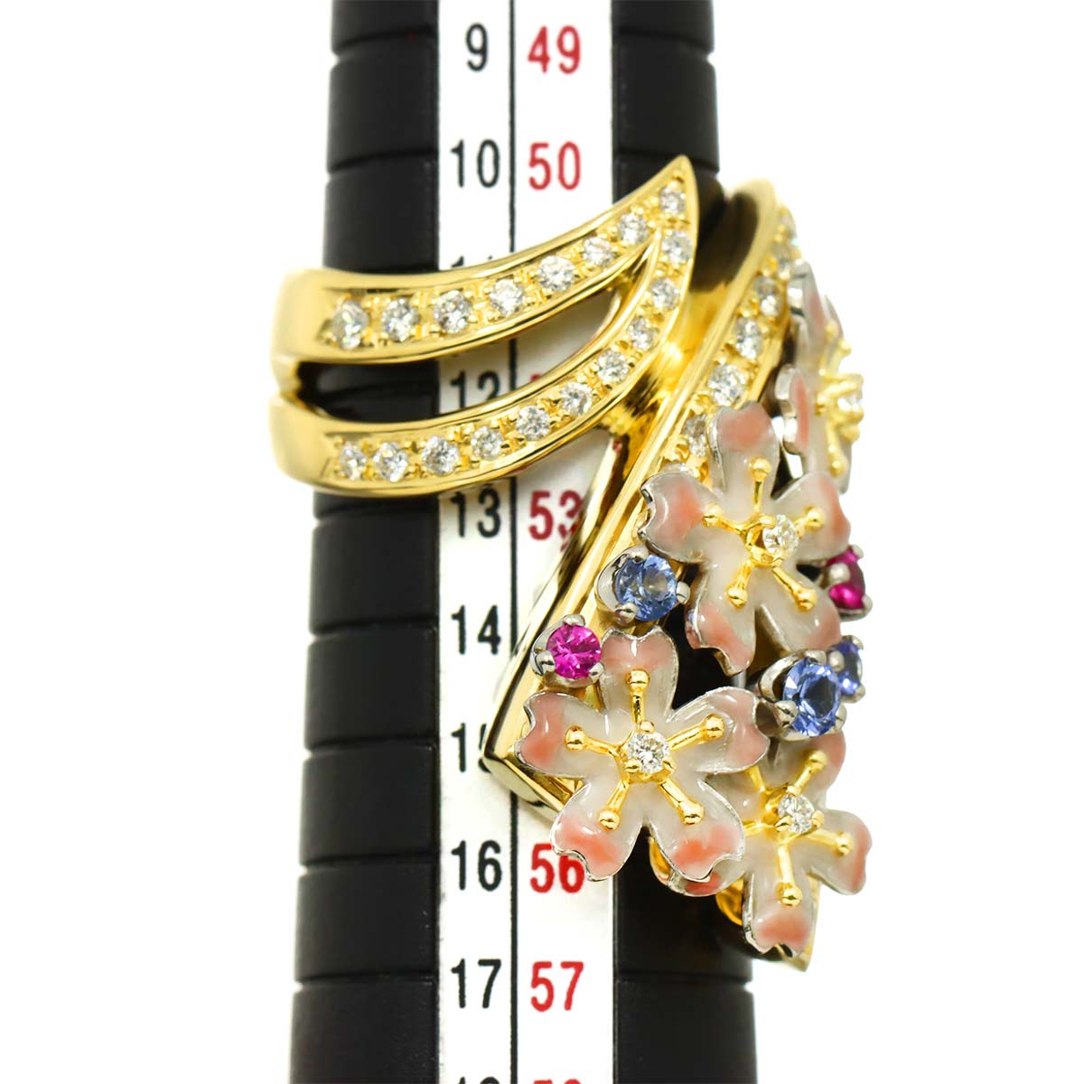 Sapphire Diamond 0.76ct Ring 18K YG Pt 6-6.25(US)