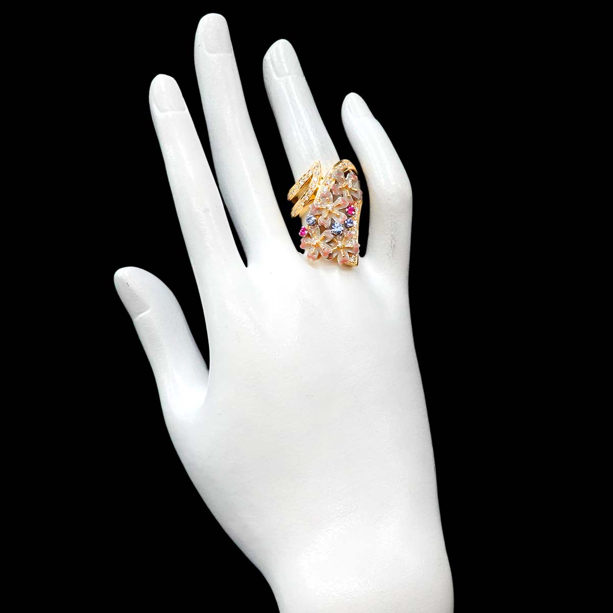 Sapphire Diamond 0.76ct Ring 18K YG Pt 6-6.25(US)