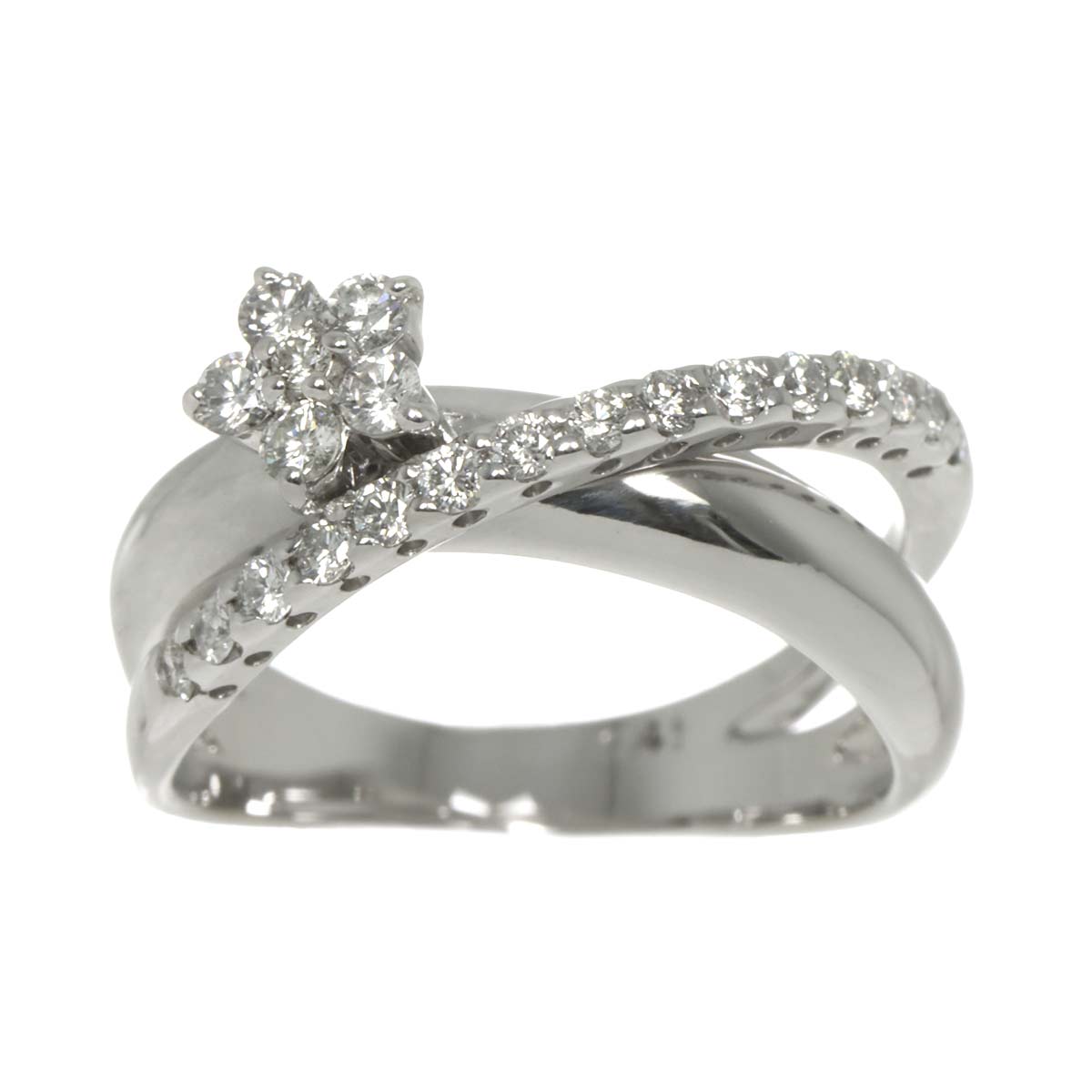 Diamond 0.41ct Ring 18K WG 750 Size6(US)