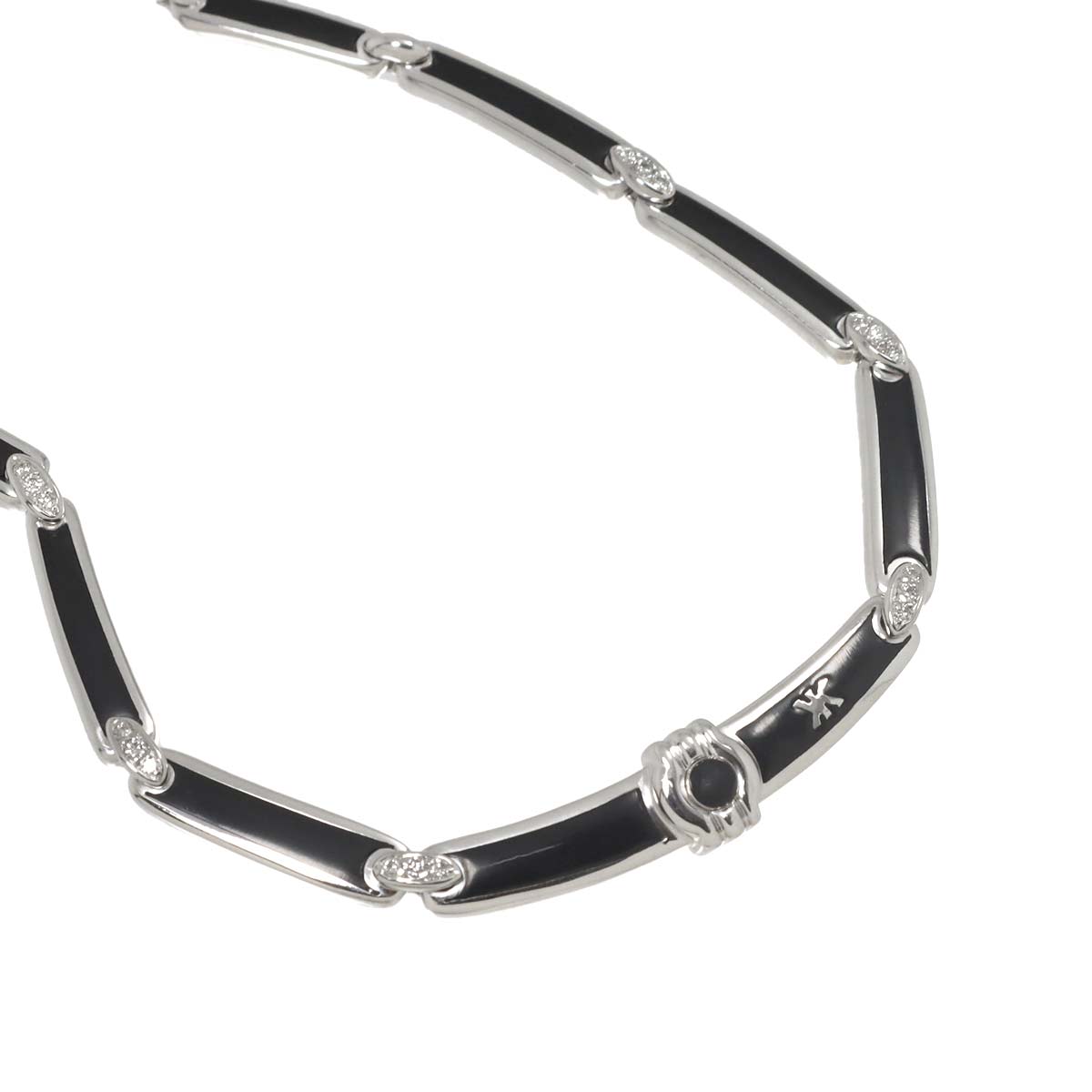 Diamond 0.20ct Enamel Necklace 18K White gold 750