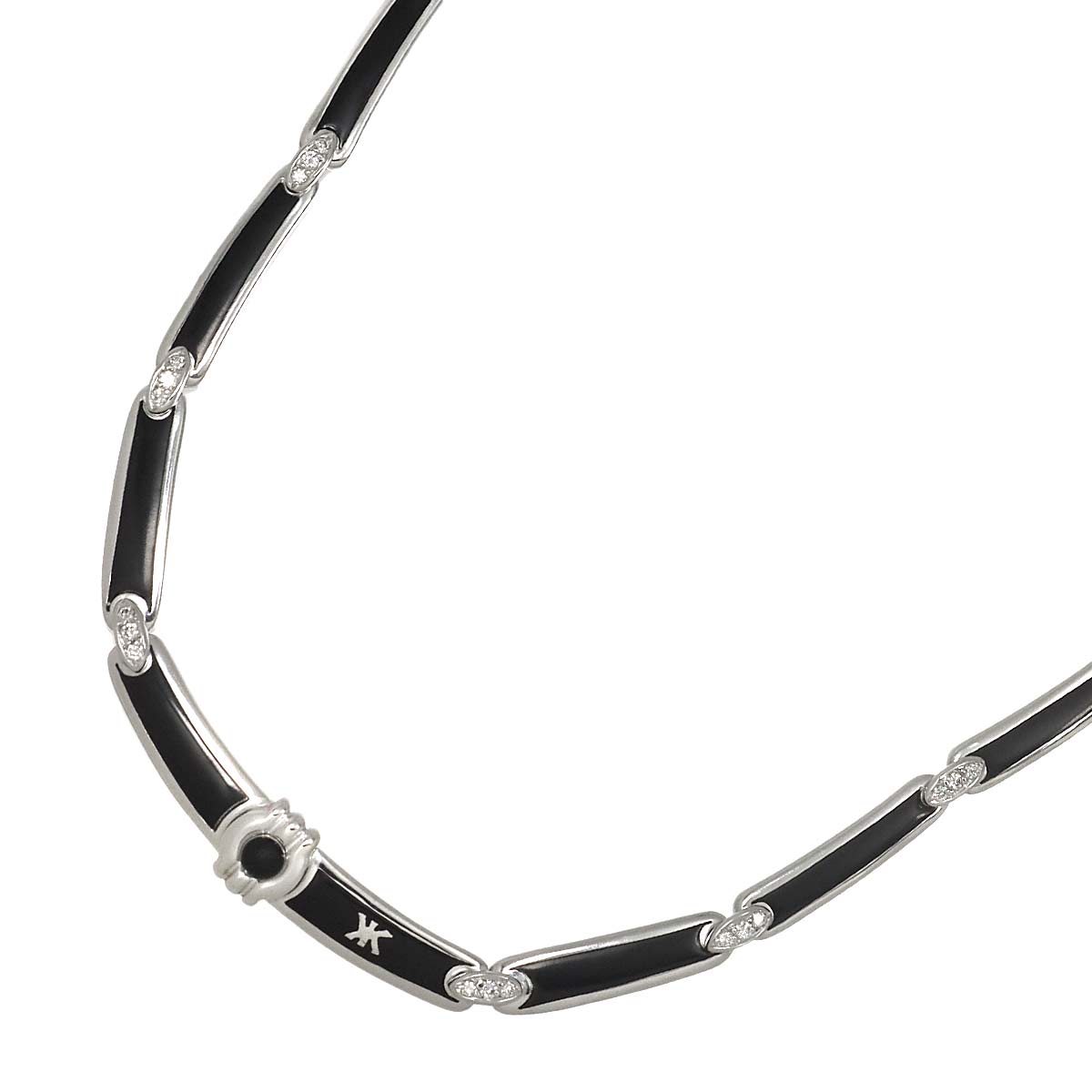 Diamond 0.20ct Enamel Necklace 18K White gold 750