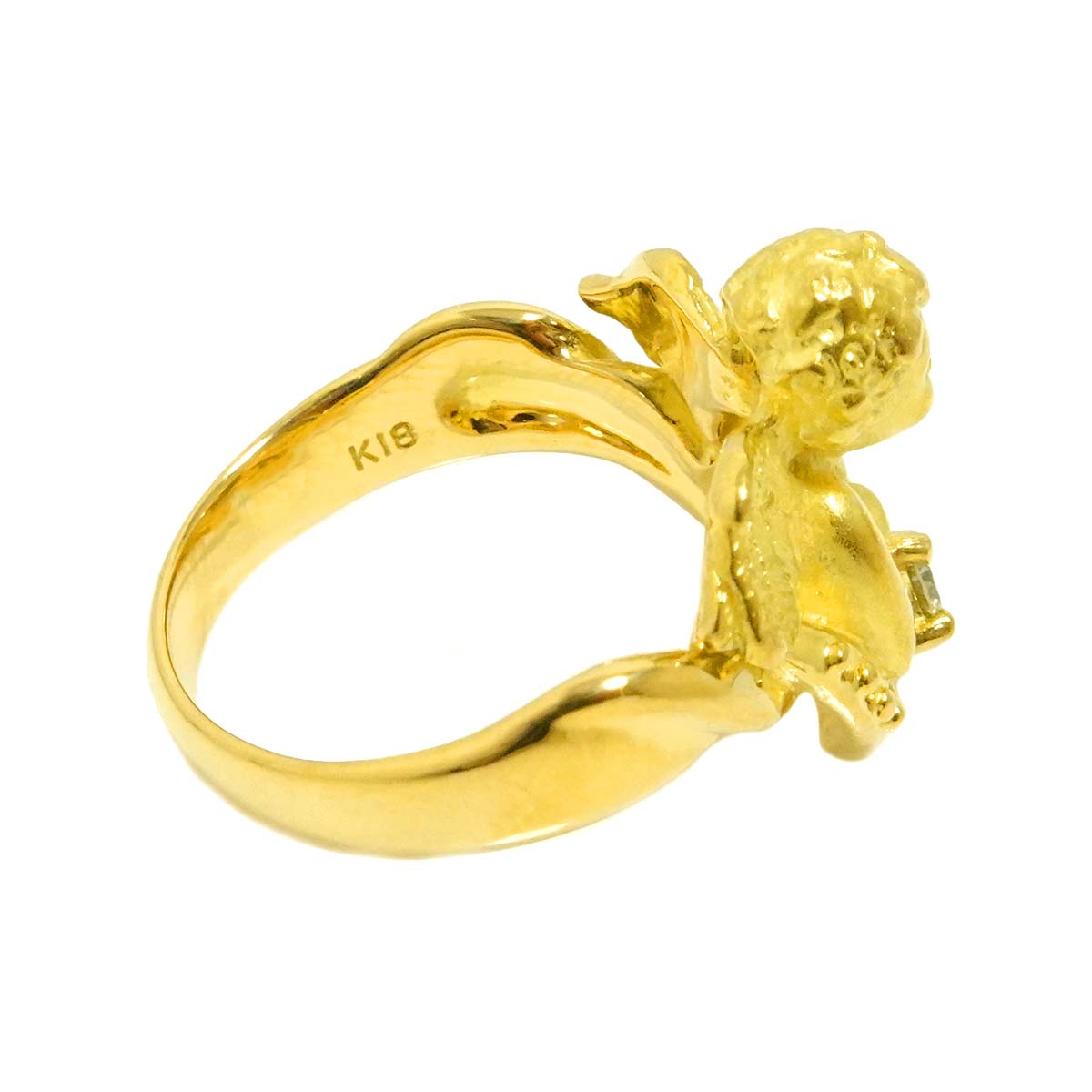 Diamond 0.10ct Ring 18K YG Yellow Gold 750 5.75-6(US)