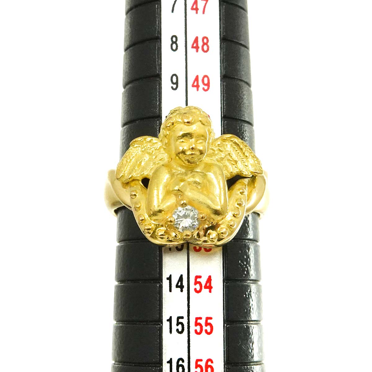 Diamond 0.10ct Ring 18K YG Yellow Gold 750 5.75-6(US)