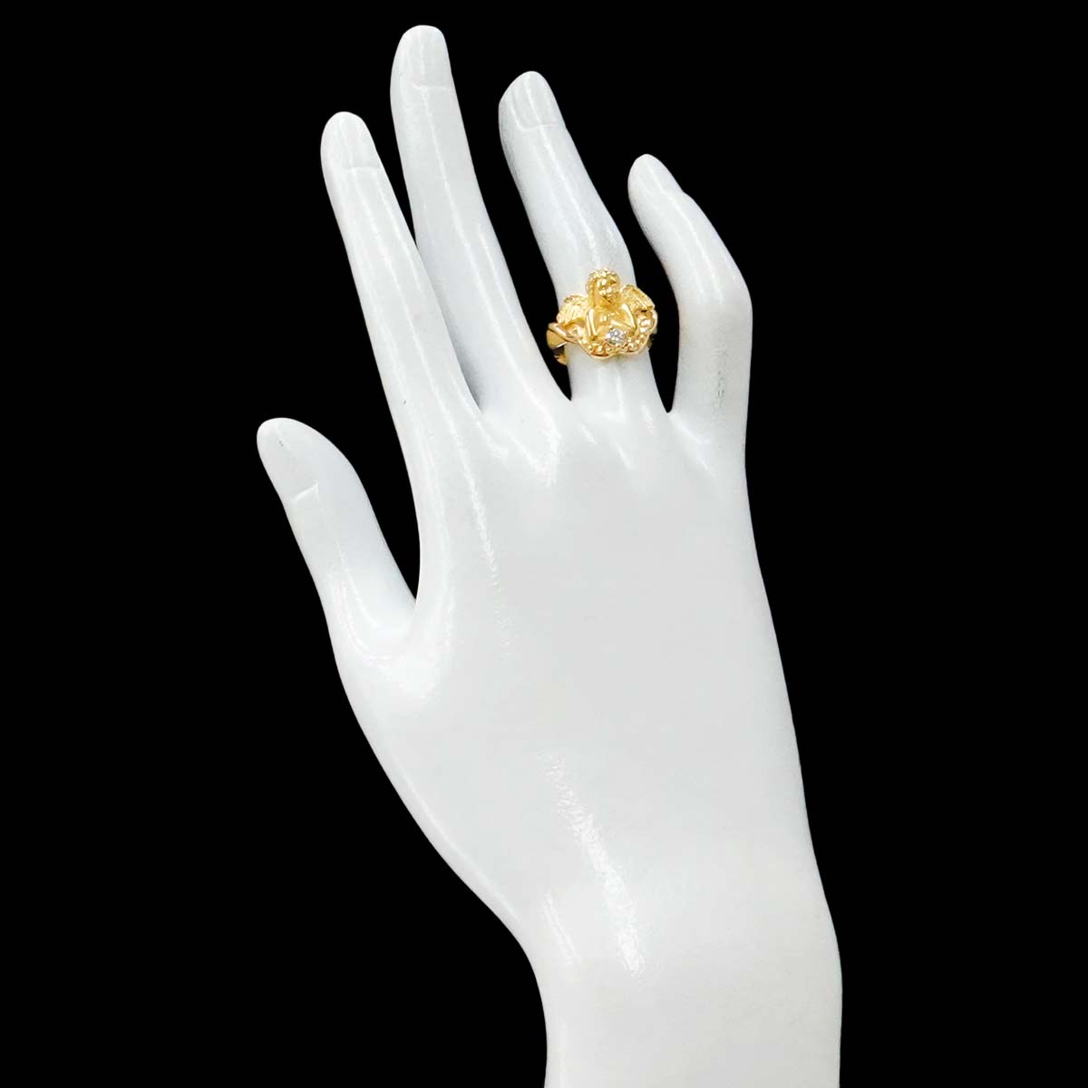 Diamond 0.10ct Ring 18K YG Yellow Gold 750 5.75-6(US)