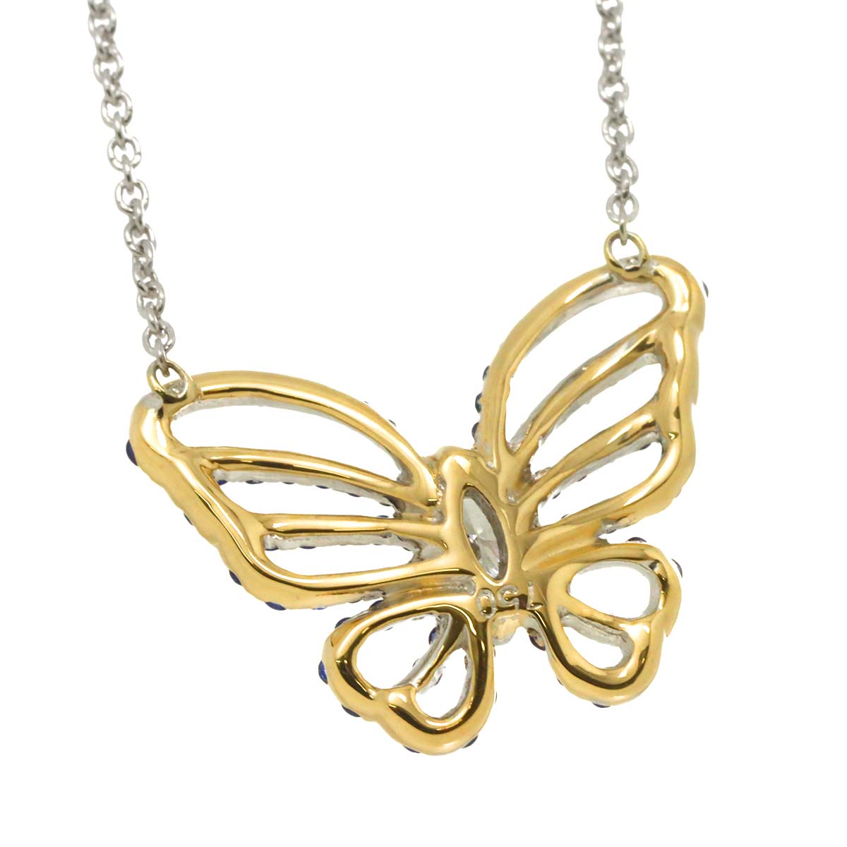 Sapphire Diamond Necklace 18K WG White Gold 750