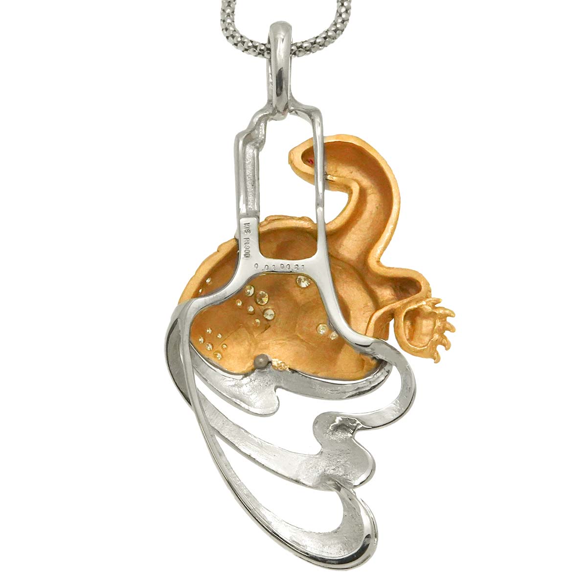 Diamond 0.21ct Ruby 0.01ct Necklace Pt 18K PG Platinum