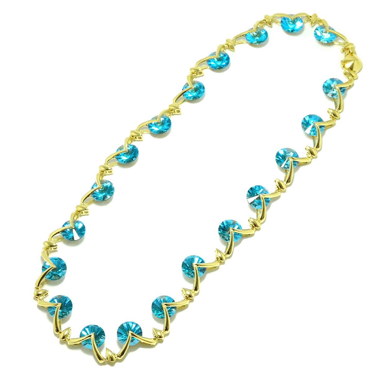 Blue Topaz 30.18ct Necklace 18K YG Yellow Gold 750