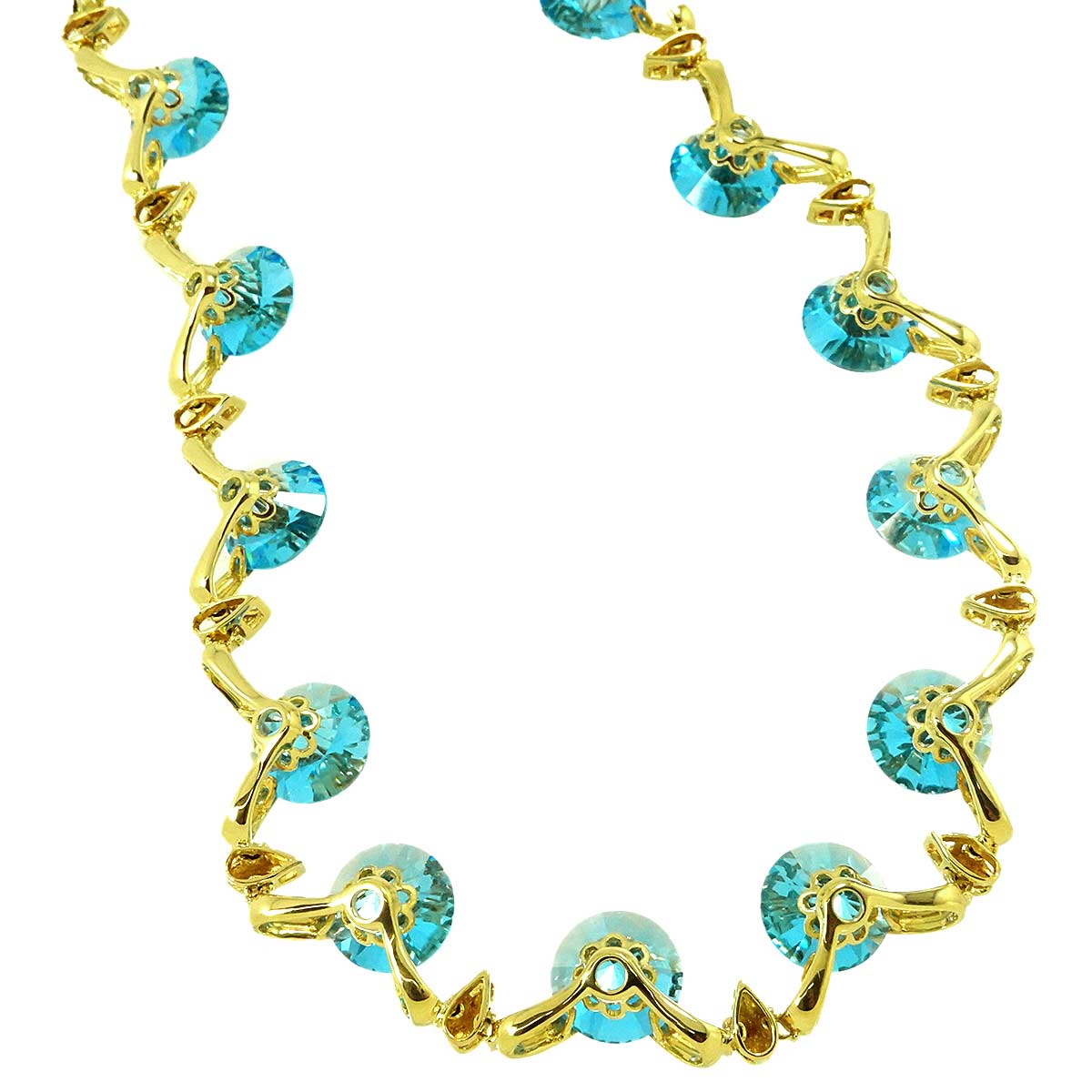 Blue Topaz 30.18ct Necklace 18K YG Yellow Gold 750