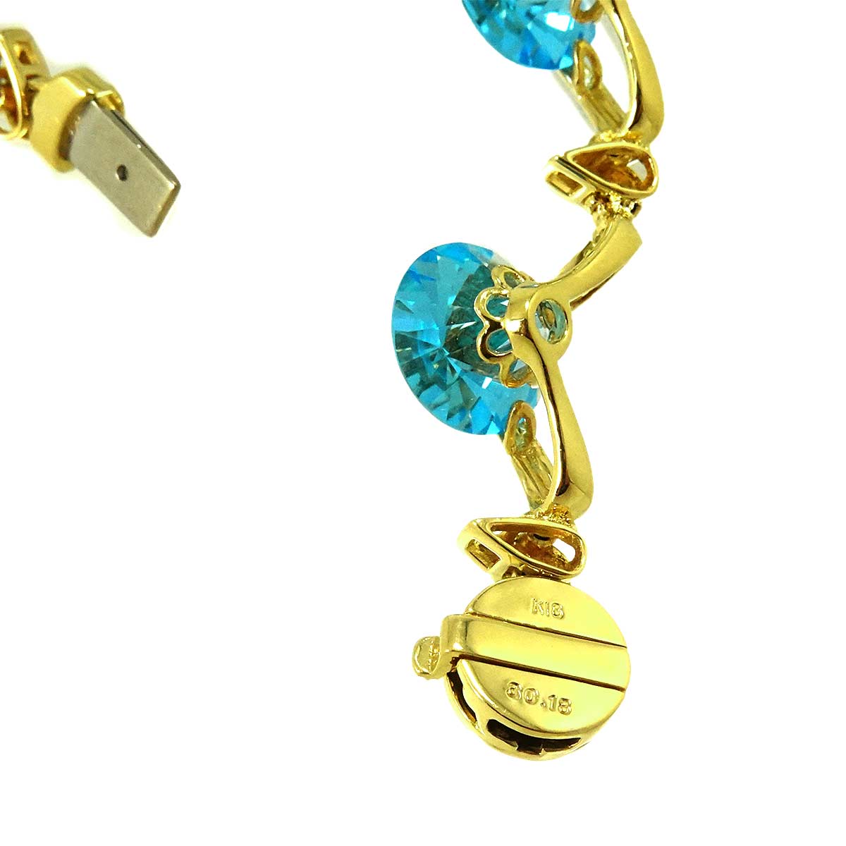 Blue Topaz 30.18ct Necklace 18K YG Yellow Gold 750
