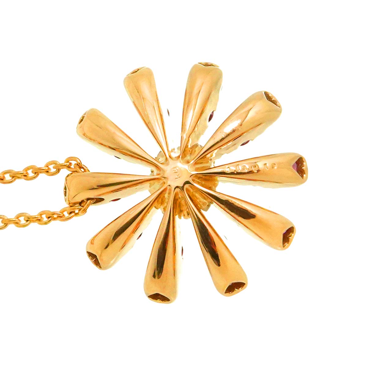 Garnet 1.19ct Diamond 0.19ct Necklace 18K Pink Gold 750