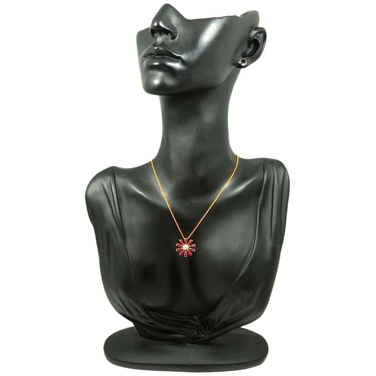Garnet 1.19ct Diamond 0.19ct Necklace 18K Pink Gold 750