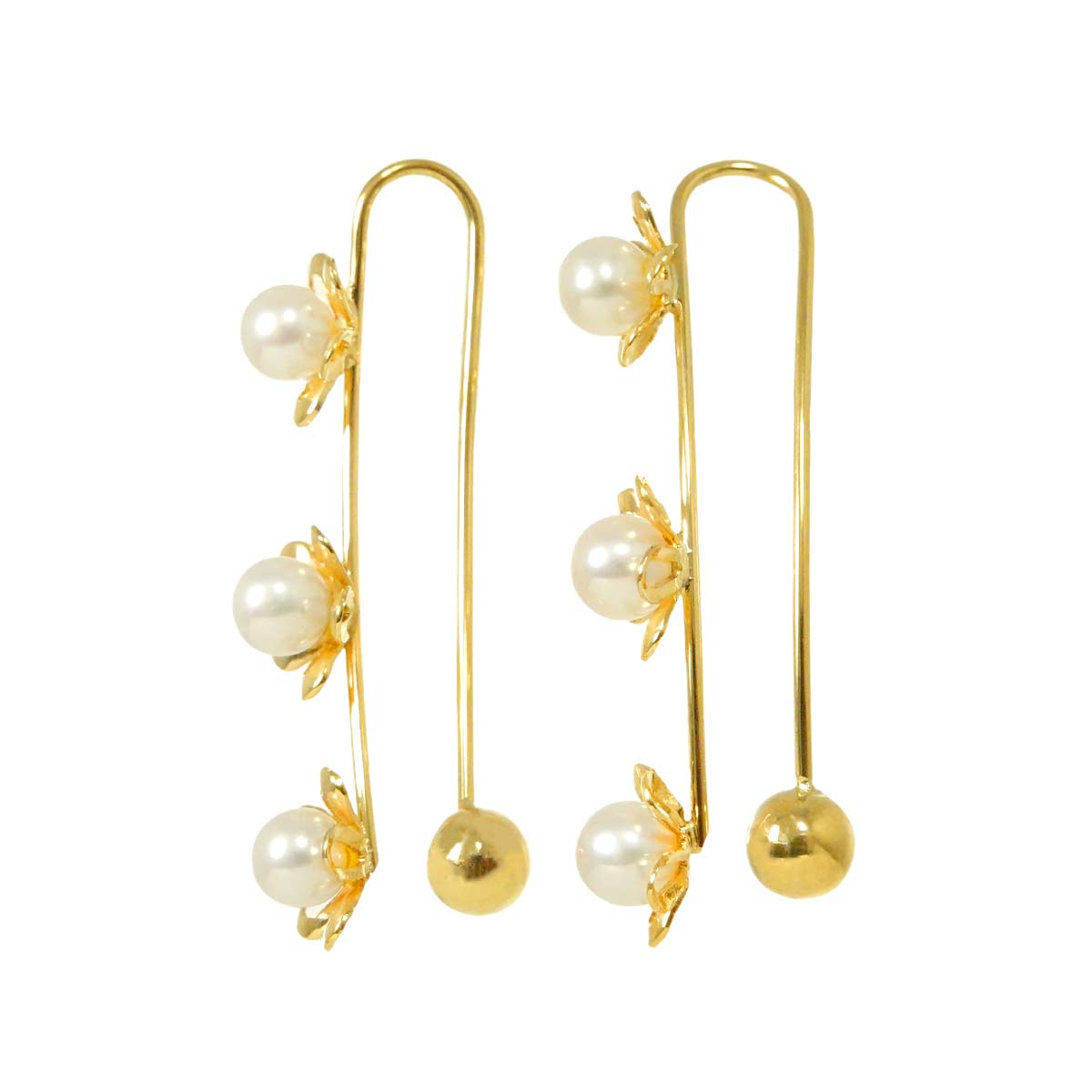 Akoya Pearl 3.8mm Earrings Clip on 18K YG 750