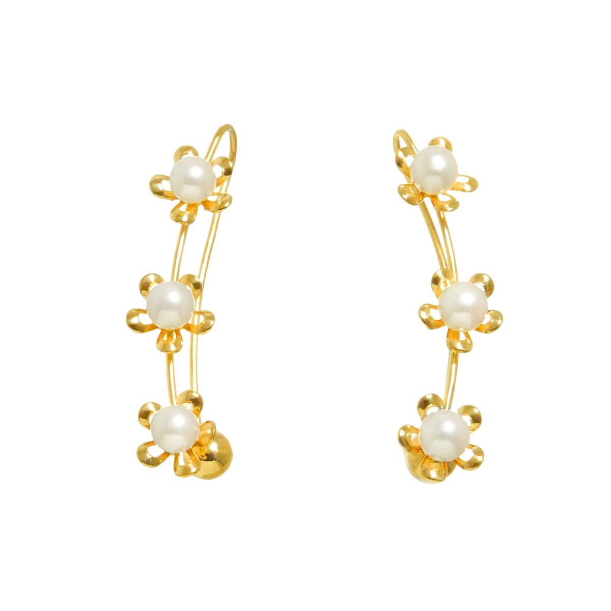 Akoya Pearl 3.8mm Earrings Clip on 18K YG 750