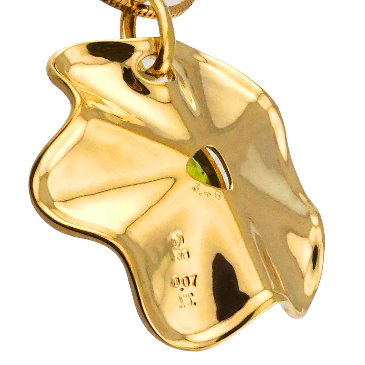 Peridot 3.46ct Diamond 0.07ct Necklace 18K YG